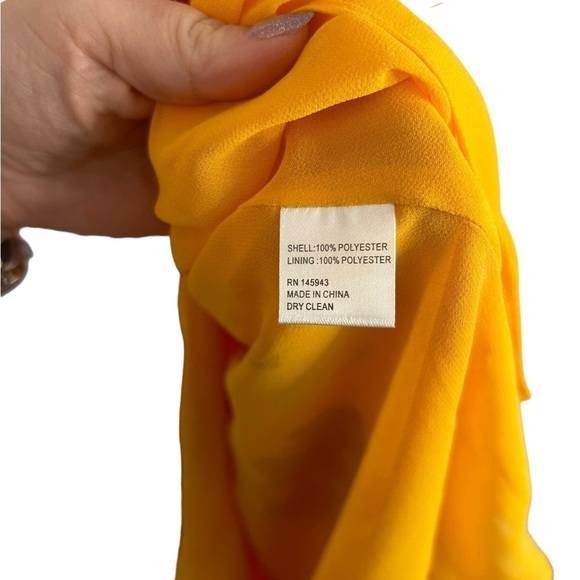 Color Me Courtney Eleanor Yellow Wrap With Pink Flowers Floral Dress Size Small - Picture 11 of 15